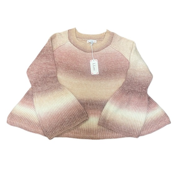 L Love NWT Women’s Bell Sleeved Ombre Flare Fuzzy Fall Sweater Top Sz L New - Picture 1 of 3